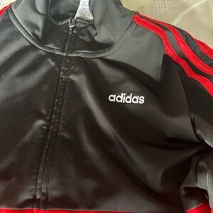 Adidas Black Jacket with Red Stripes